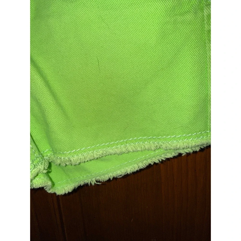 Justice Girls Neon Lime Green Denim Shorts Raw Hem Simply Low Size 7R